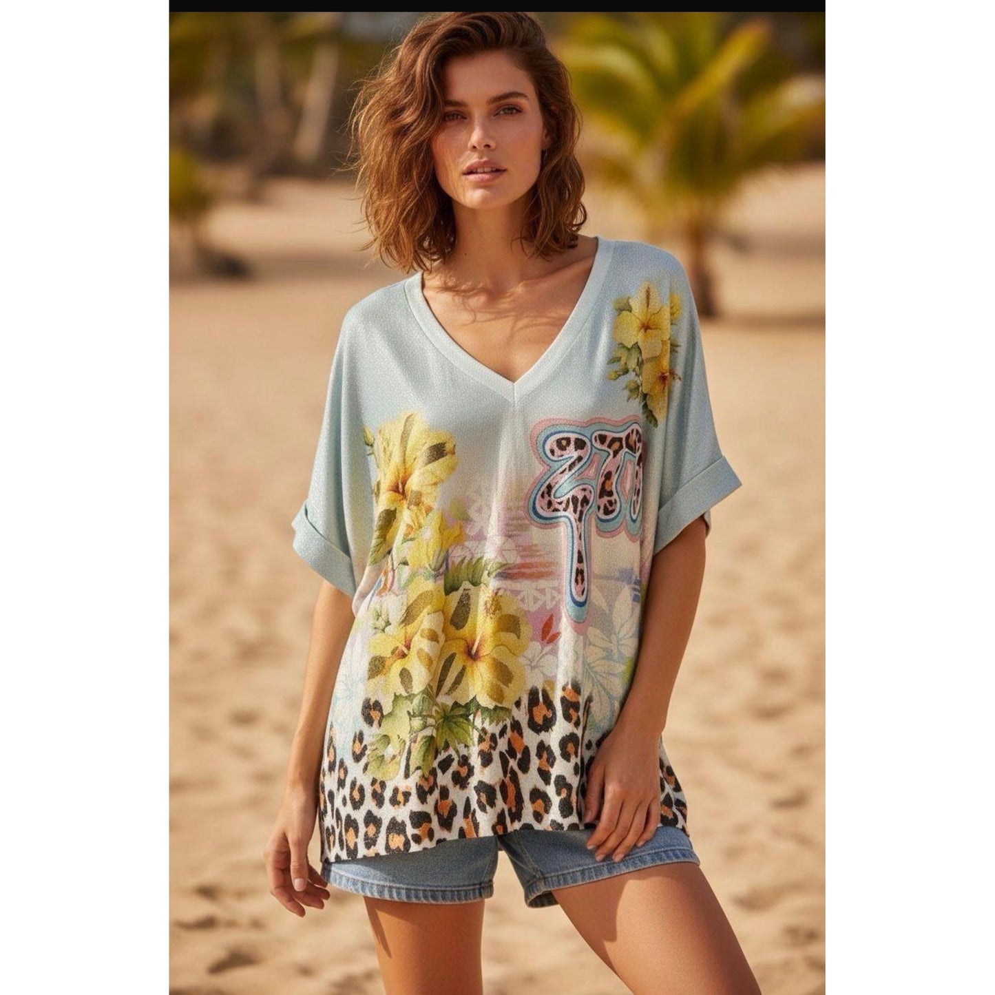 Tropical Leopard Art Print Top
