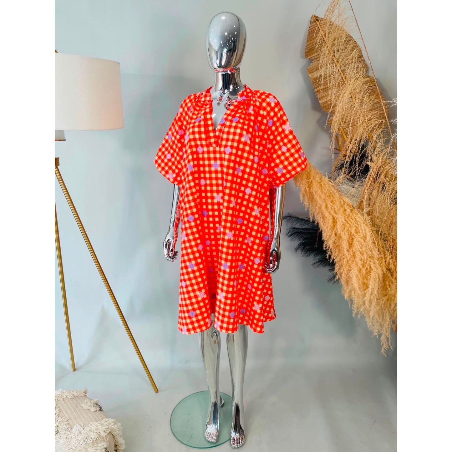 Gingham Puff Arm Dress – £30