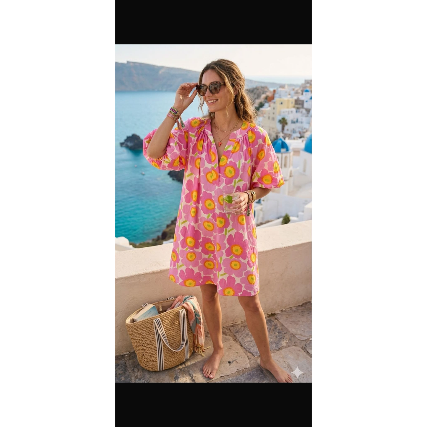 Pink Retro Floral Smock Dress – One Size 18-20