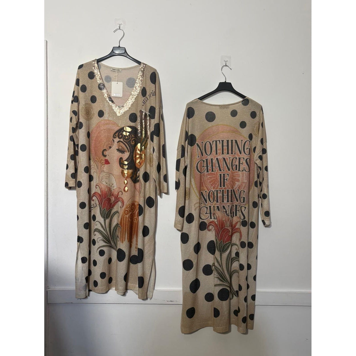 1920s Art Deco Polka Dot Shimmer Maxi Dress