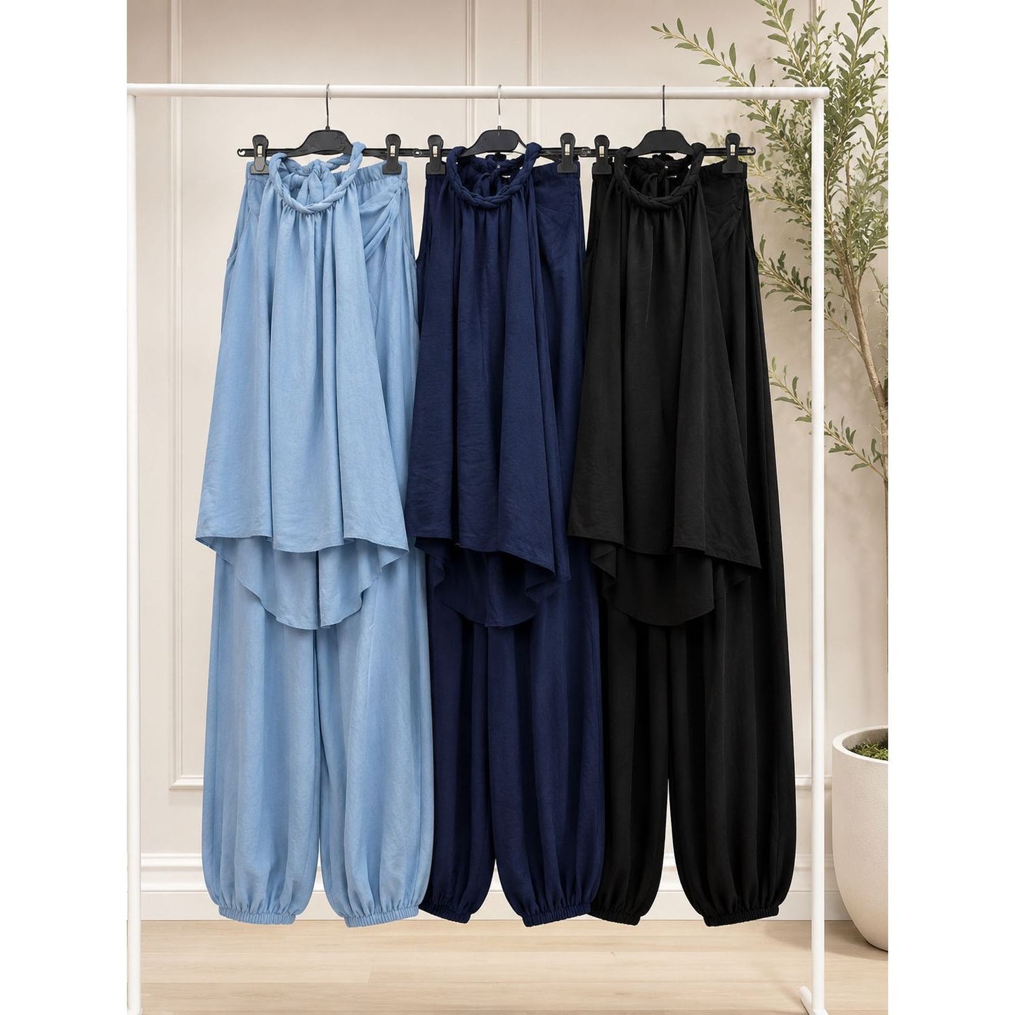 Draped Balloon Leg Two-Piece Set