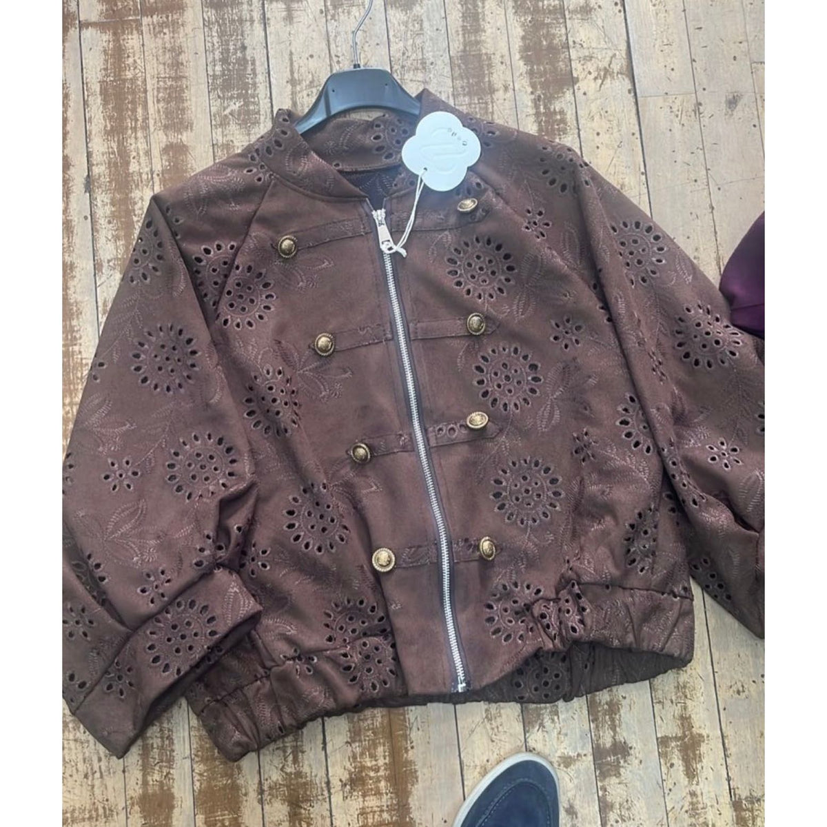 Suedette Broderie Bomber Jacket – £45