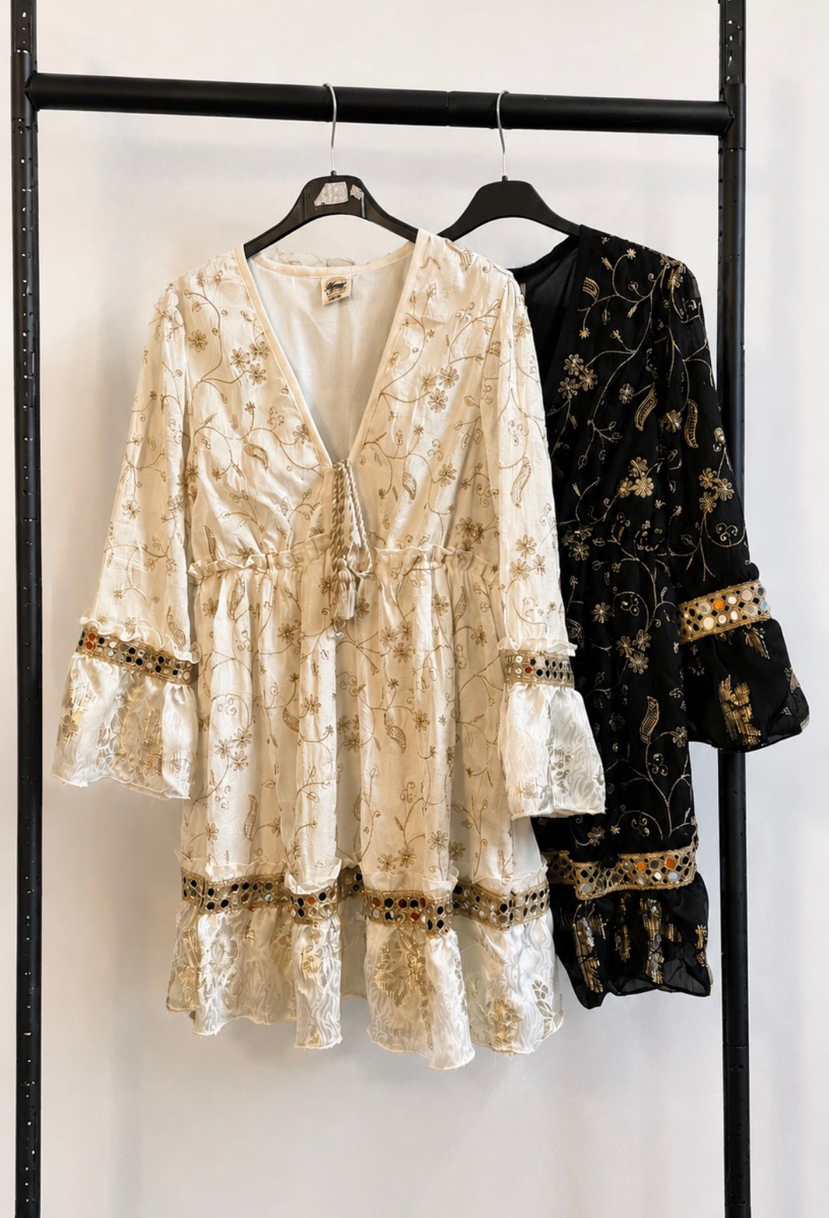 Gold Embroidered Mirror Detail Dress