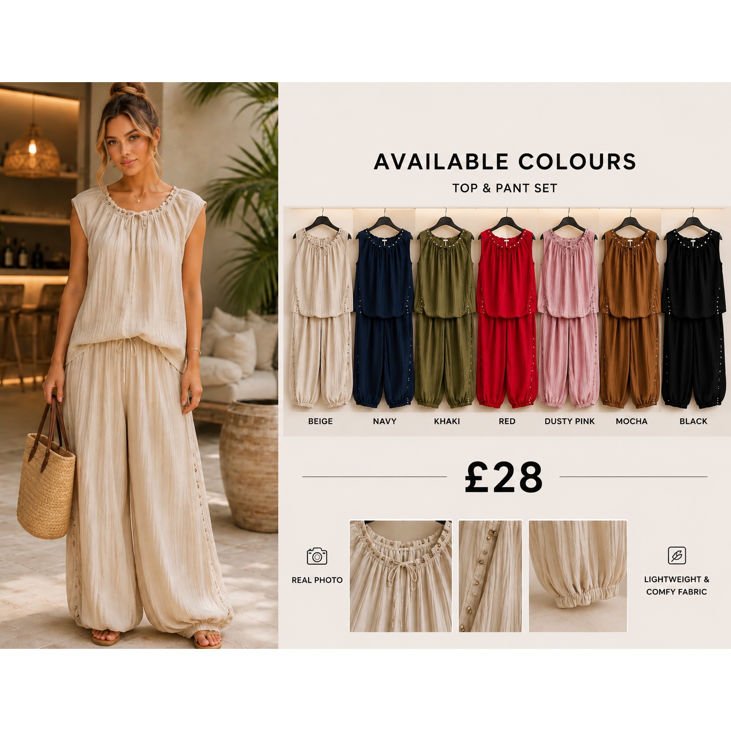 Studded Cool Cotton Harem Set