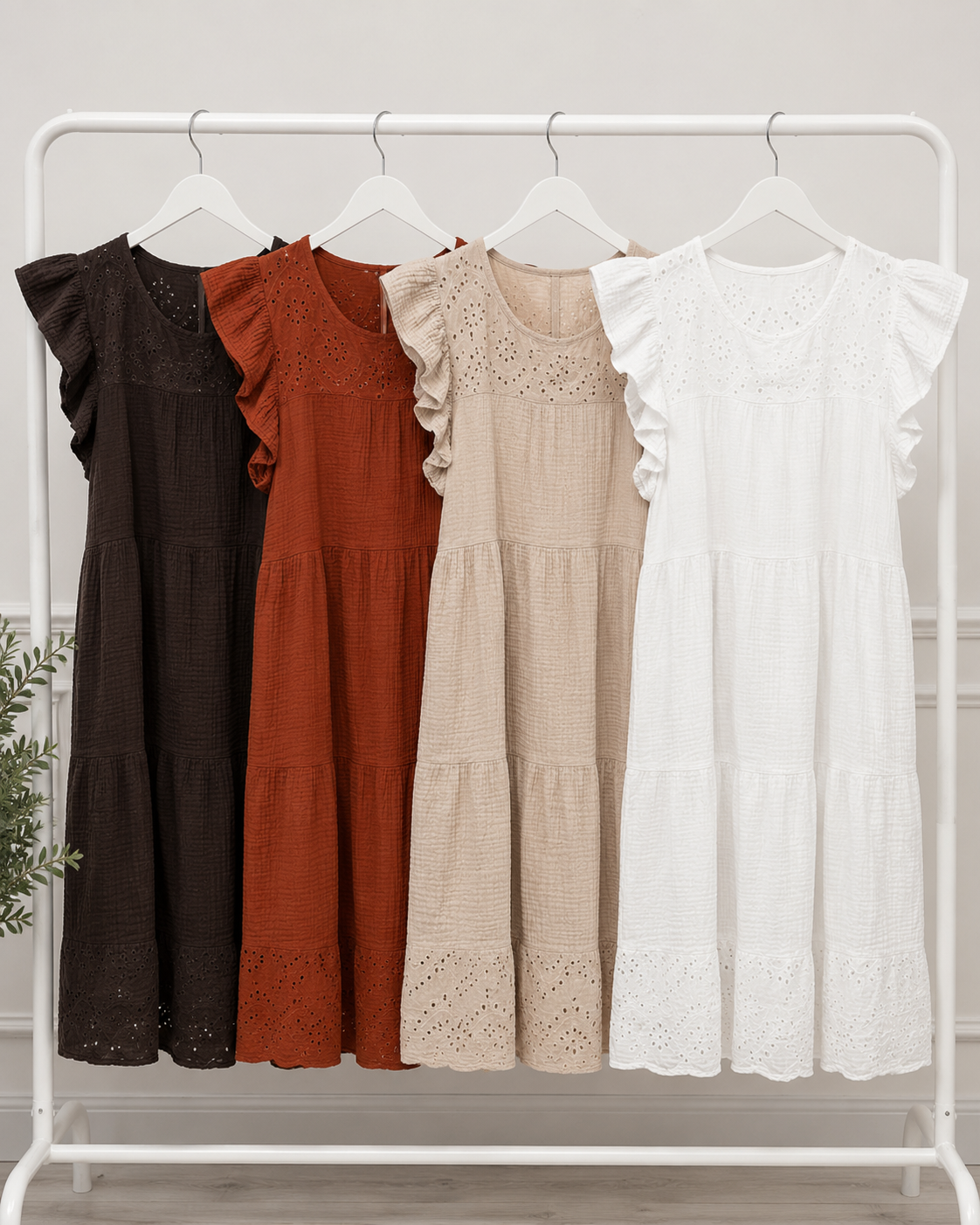 Cheesecloth Broderie Anglaise Trim Dress