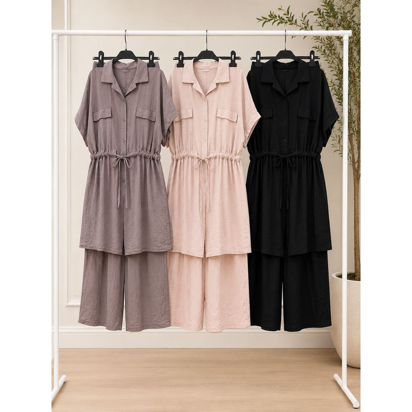 Linen Feel Shirt & Trouser Co-ord Set
