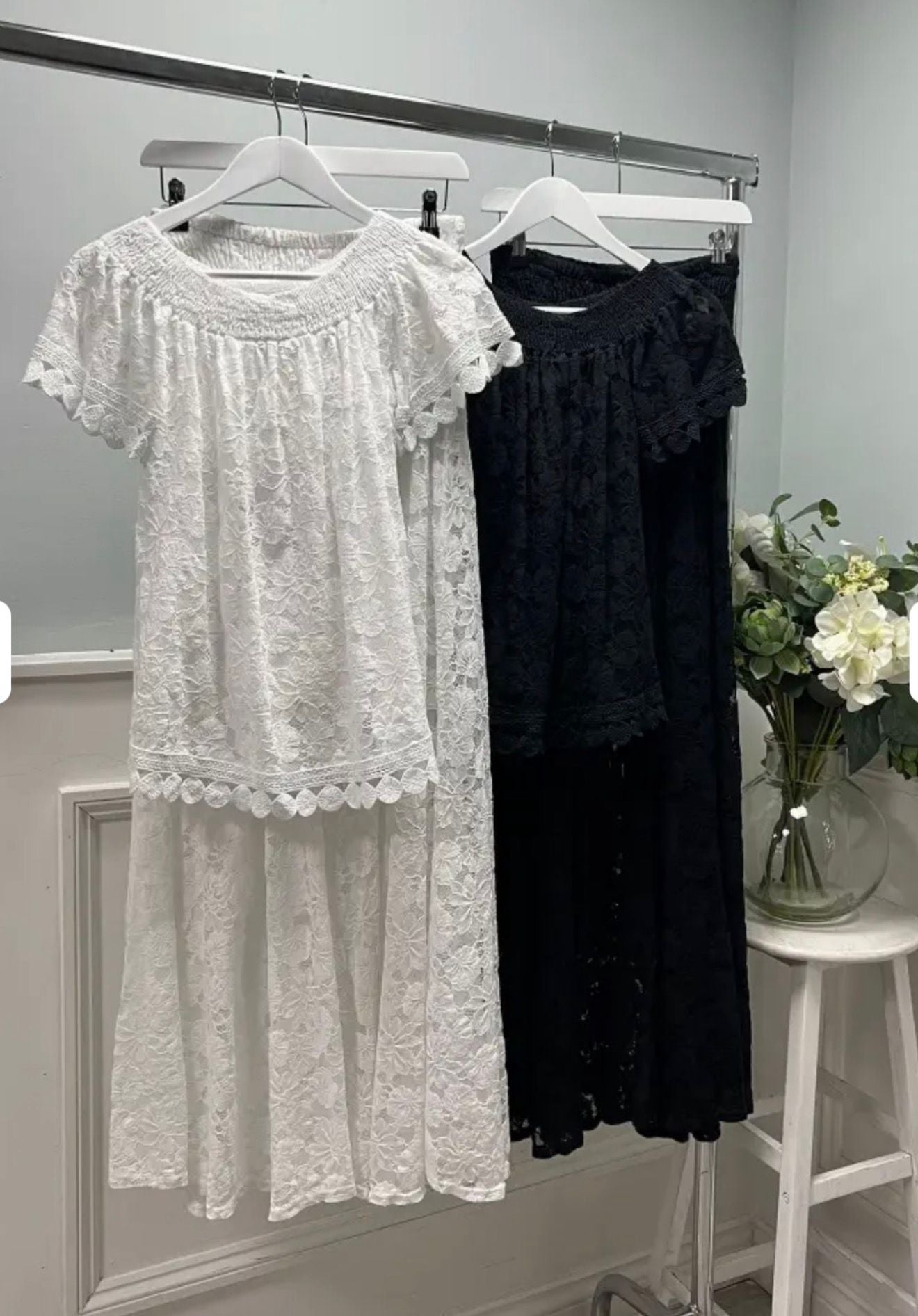 Luxury Lace Off-The-Shoulder Trouser Suit