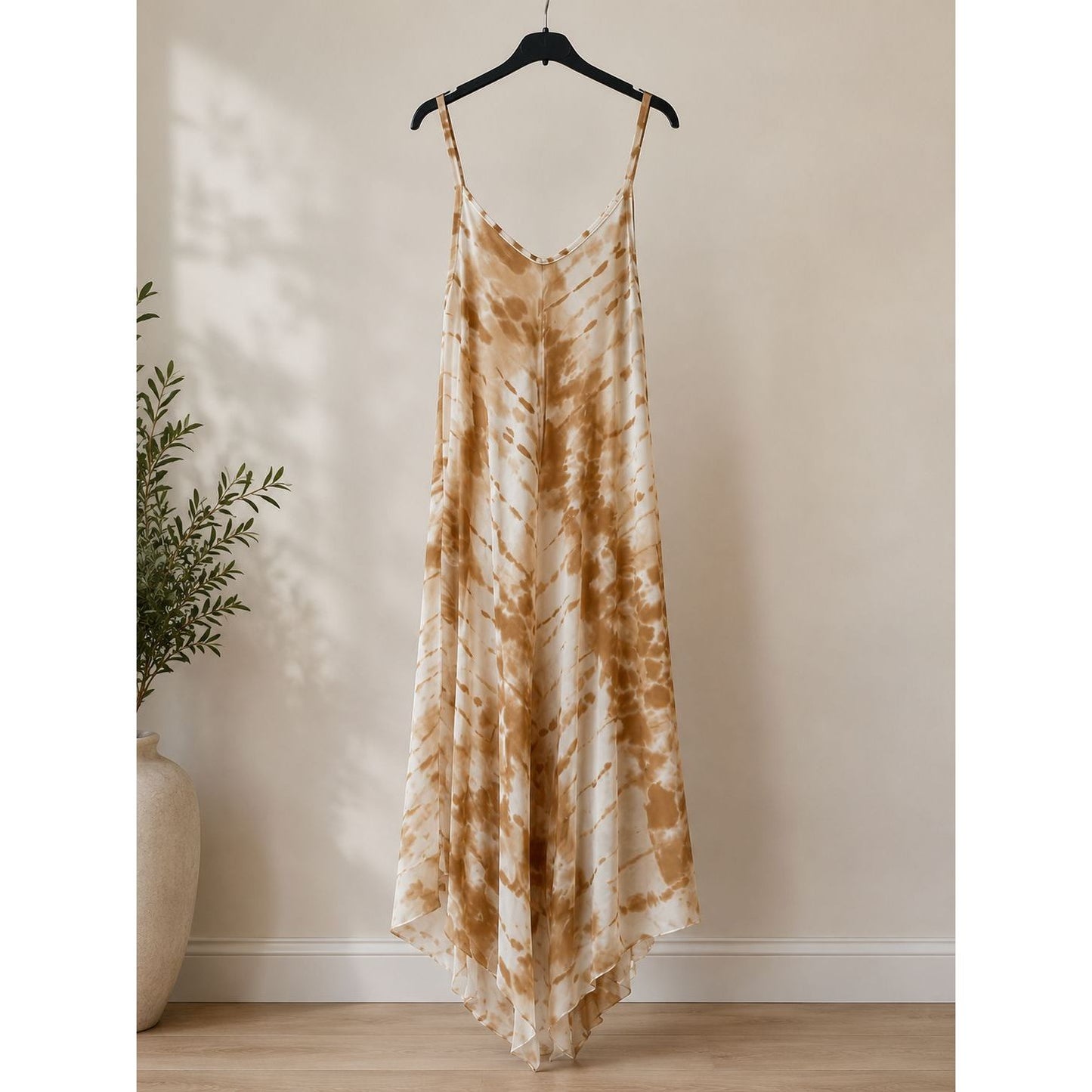 Tie-Dye Strappy Hanky Hem Dress