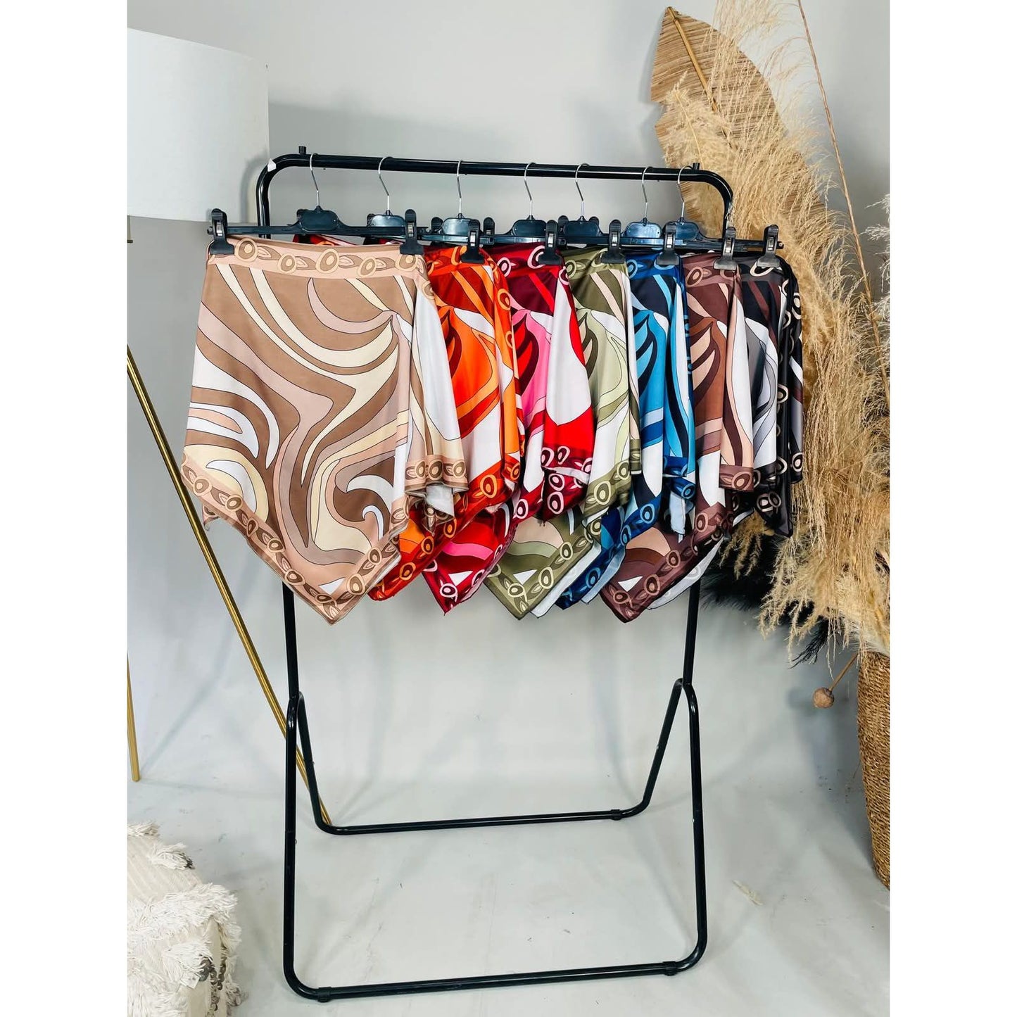Satin Abstract Print Scarf Top