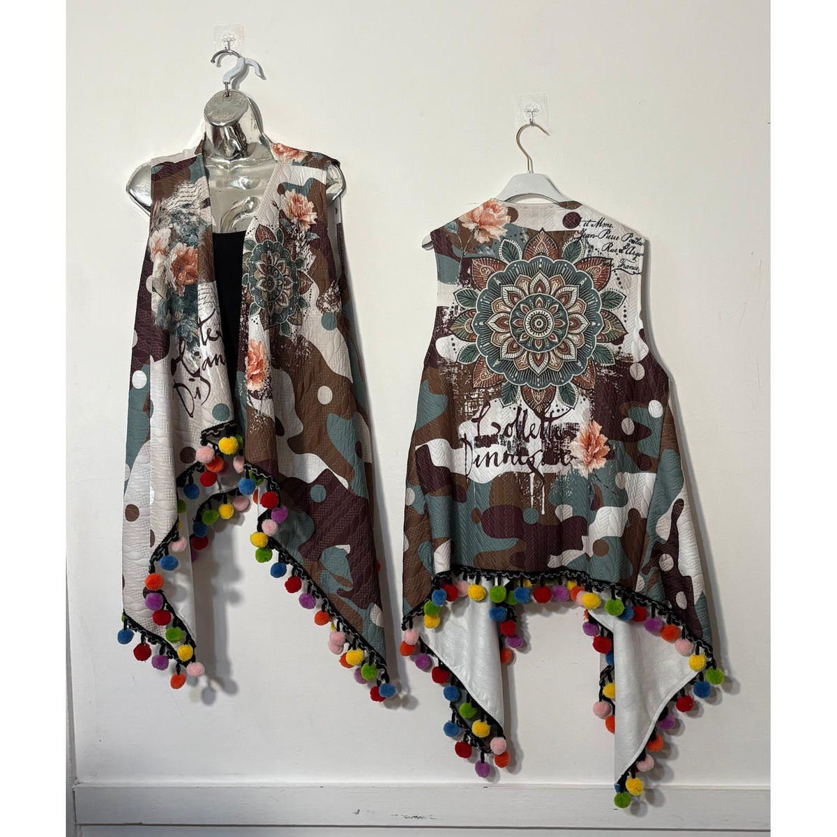 Mandala Pom-Pom Waterfall Waistcoat