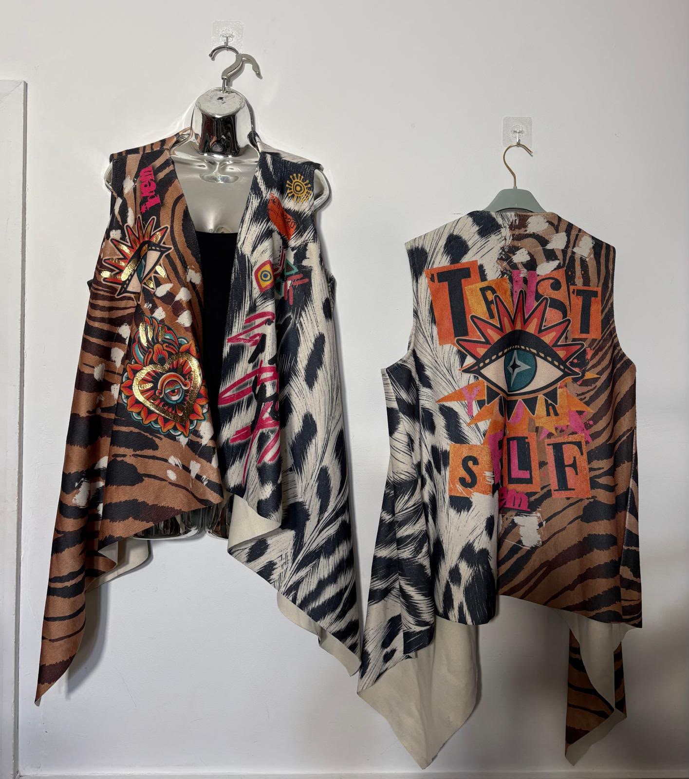 Animal Print Evil Eye Waterfall Waistcoat