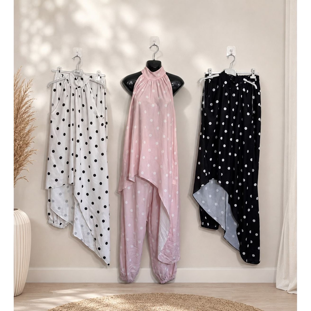 Spot Print Asymmetric Halter Neck Two-Piece Set | One Size (Fits UK 14–Small 16)