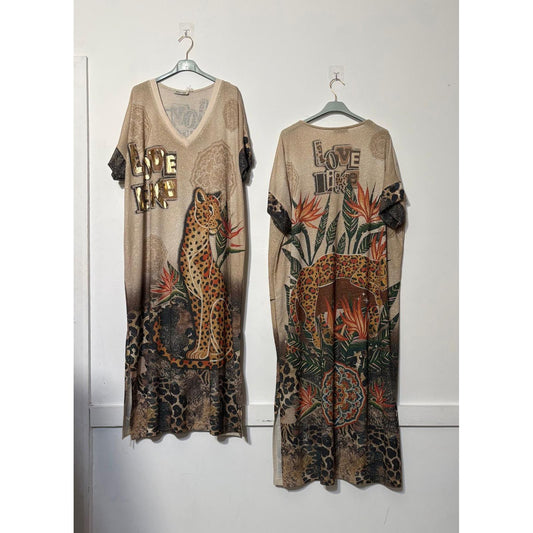 Shimmer Leopard Print Maxi Dress