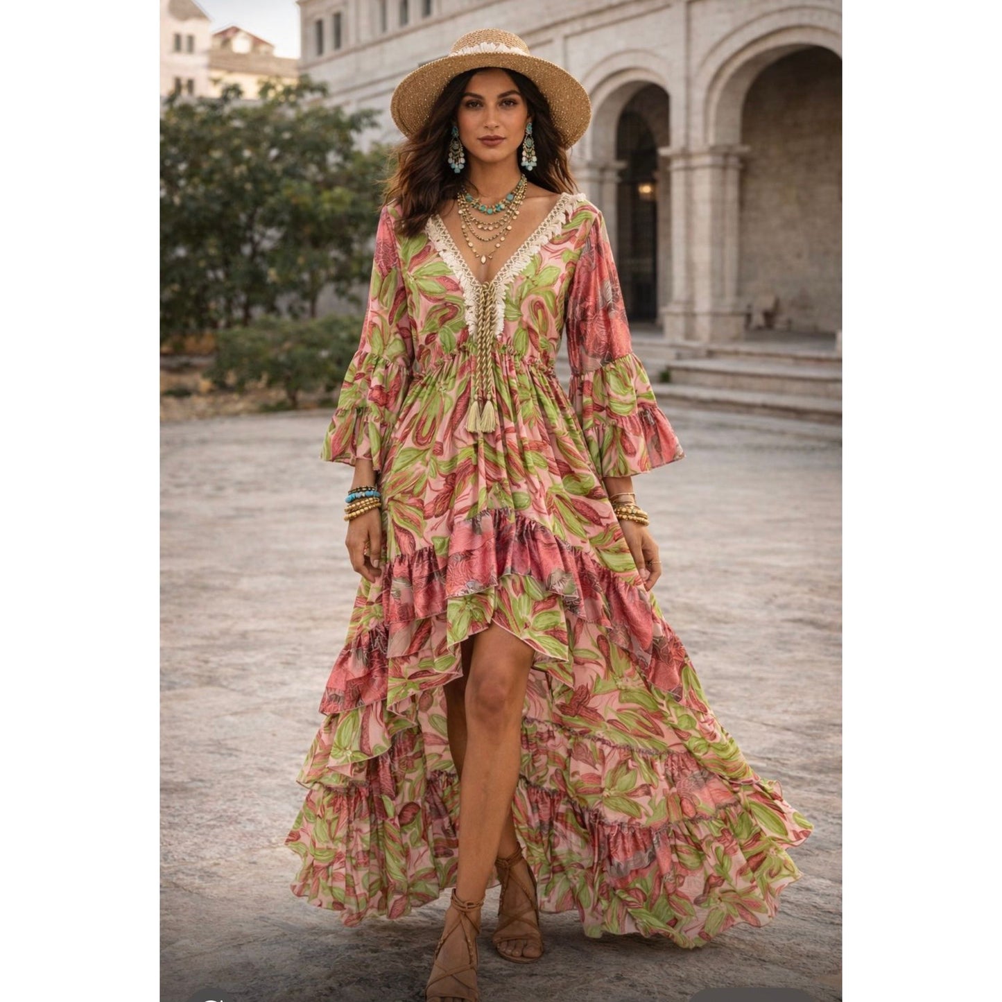 The Boho Santorini High/Low Dress