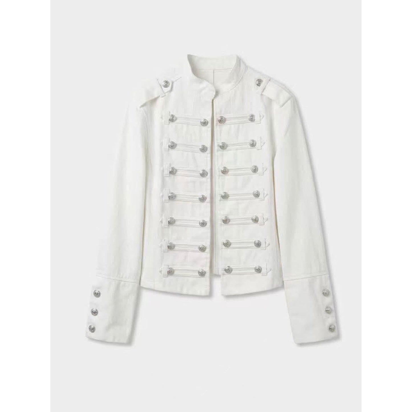 Military Style Stretch Denim Jacket