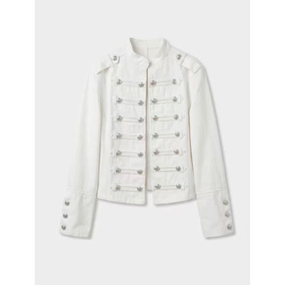 Military Style Stretch Denim Jacket
