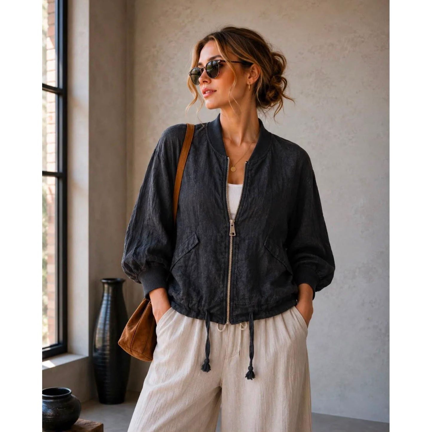 100% Linen Bomber Jacket