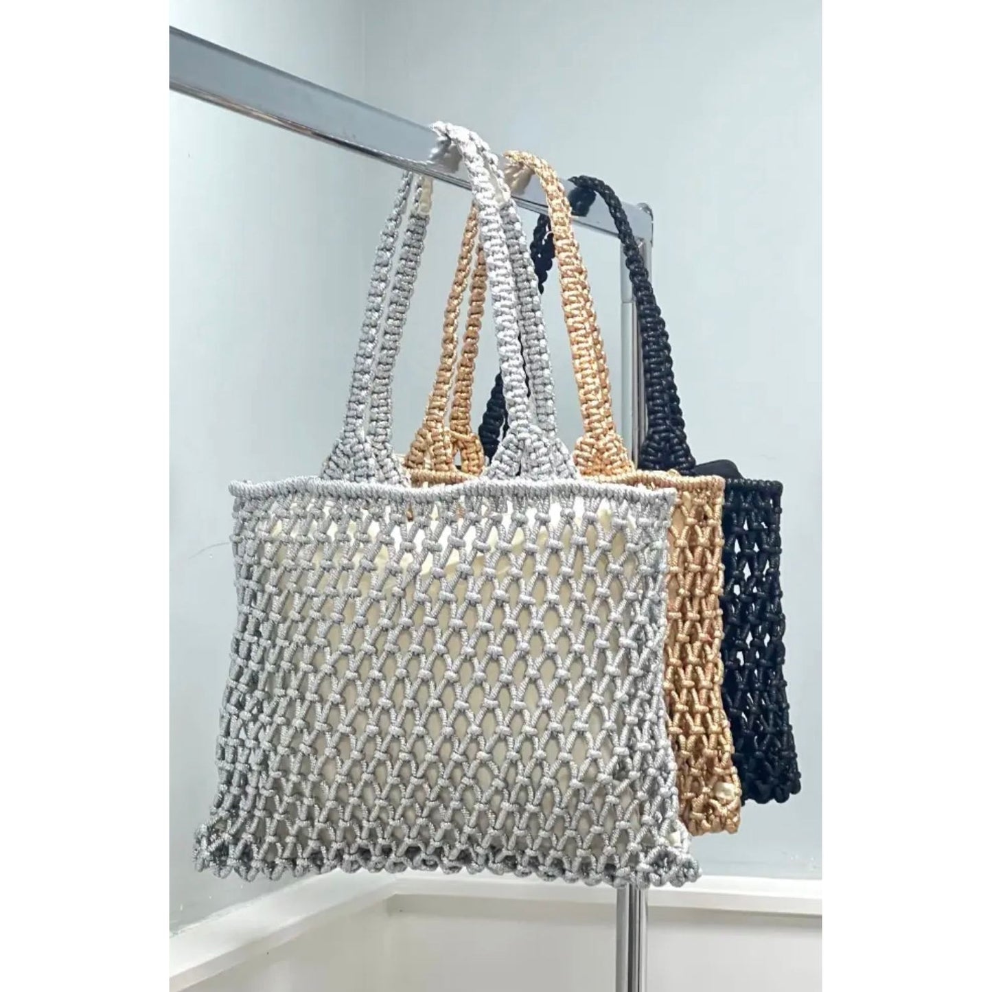 Shimmer Macramé Tote Bag – Sale