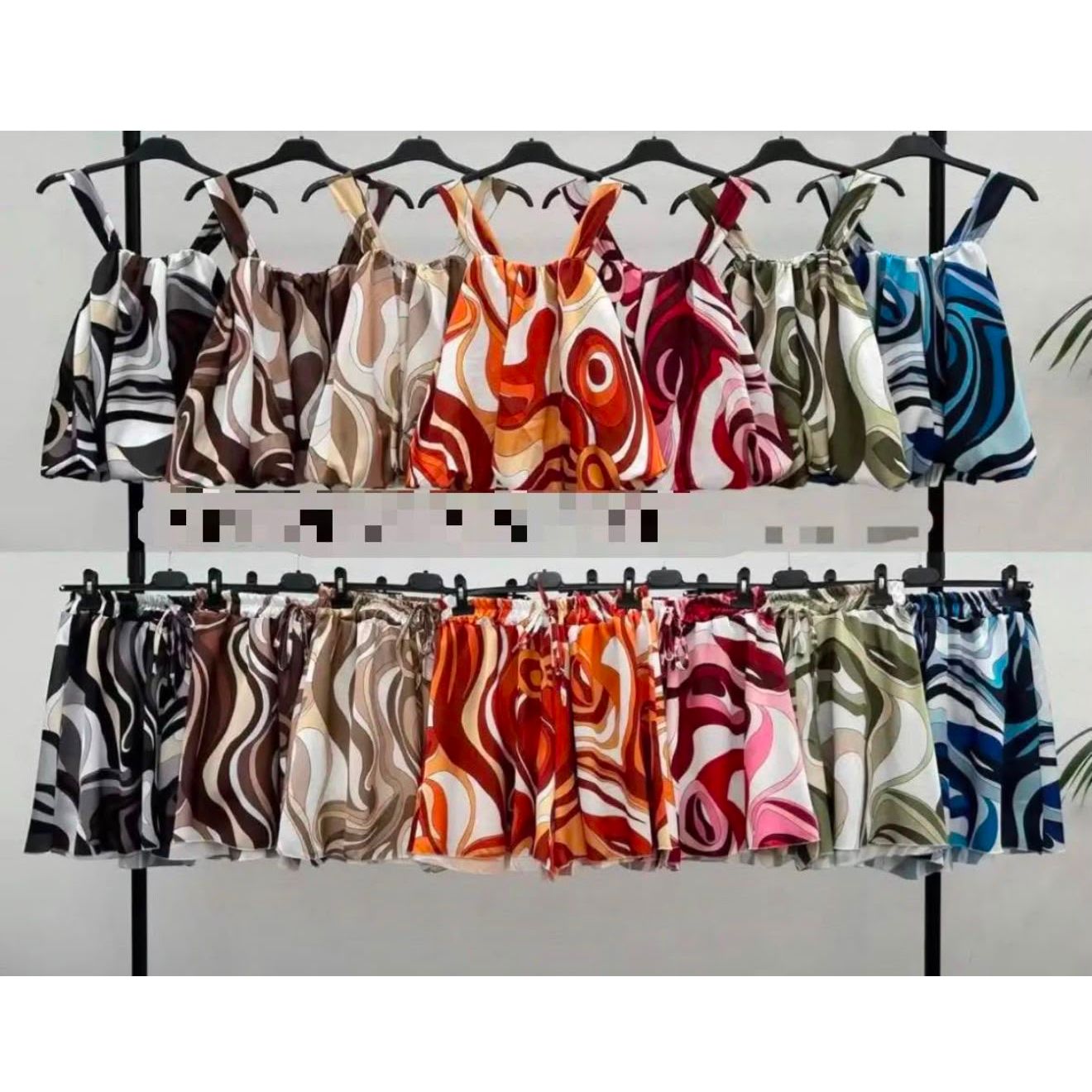 Abstract Satin Feel Short Co-Ord Set – Sale