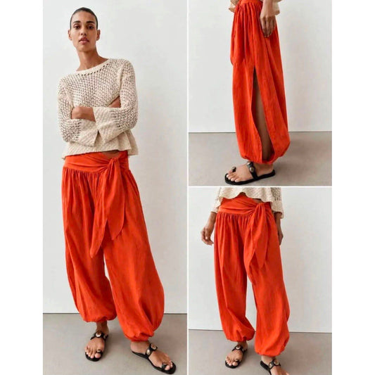 Linen Blend Harem Trousers