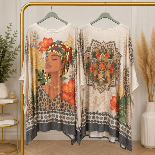 Boho Goddess Lightweight Knit Oversized Jumper – Cream | One Size (Fits UK 22–24)
