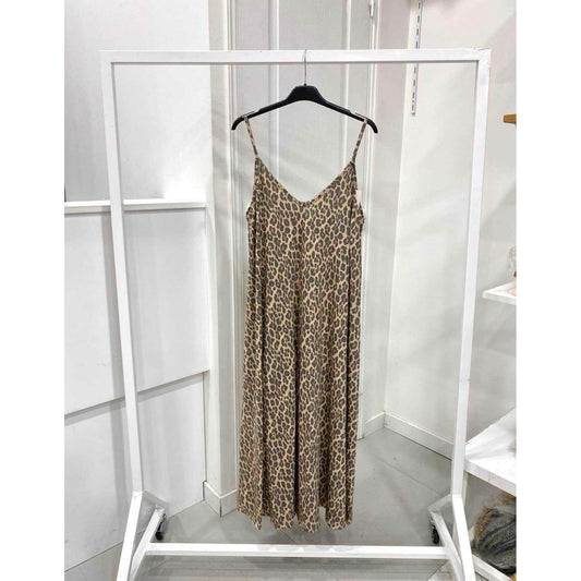 Leopard Print Strappy Maxi Dress