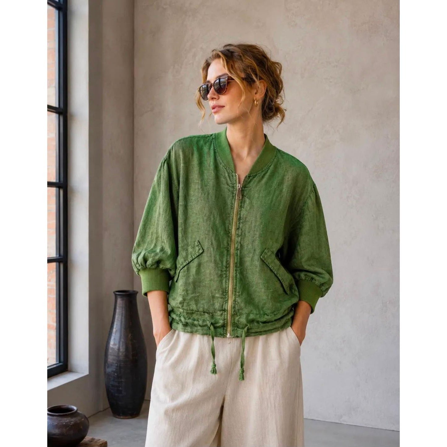 100% Linen Bomber Jacket