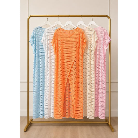 Open Knit Mesh Cover-Up Dress