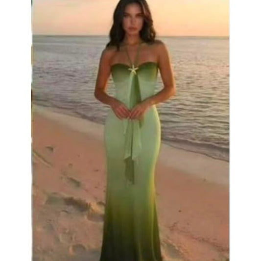 Strapless ombre maxi dress with a starfish embellishment and front tie detail, available in a selection of vibrant ombre colourways. Only £25