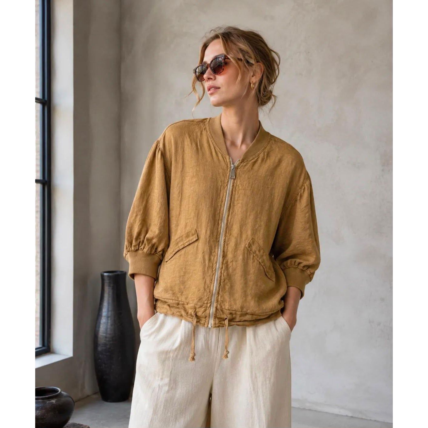 100% Linen Bomber Jacket