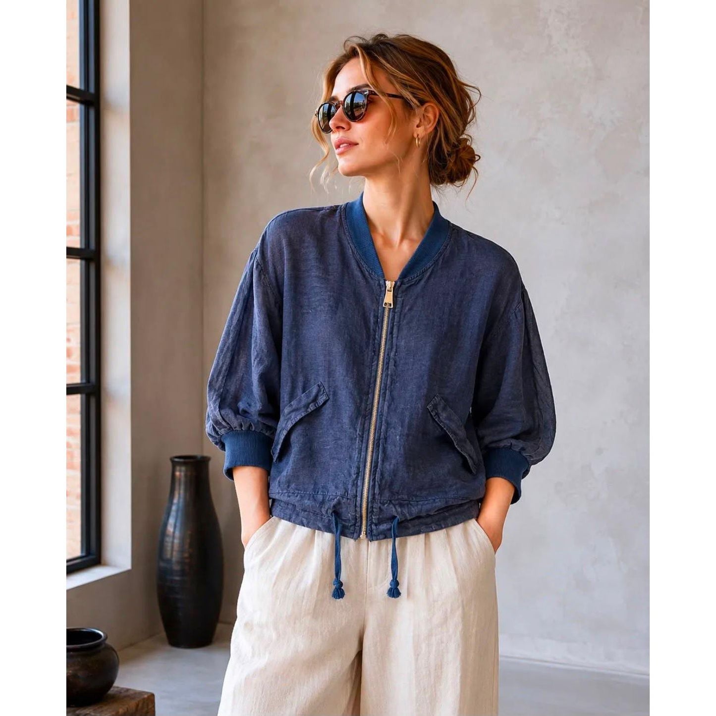 100% Linen Bomber Jacket