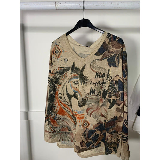 Shimmer Horse Print Top