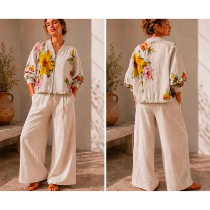 100% Linen Floral Print Jacket – One Size