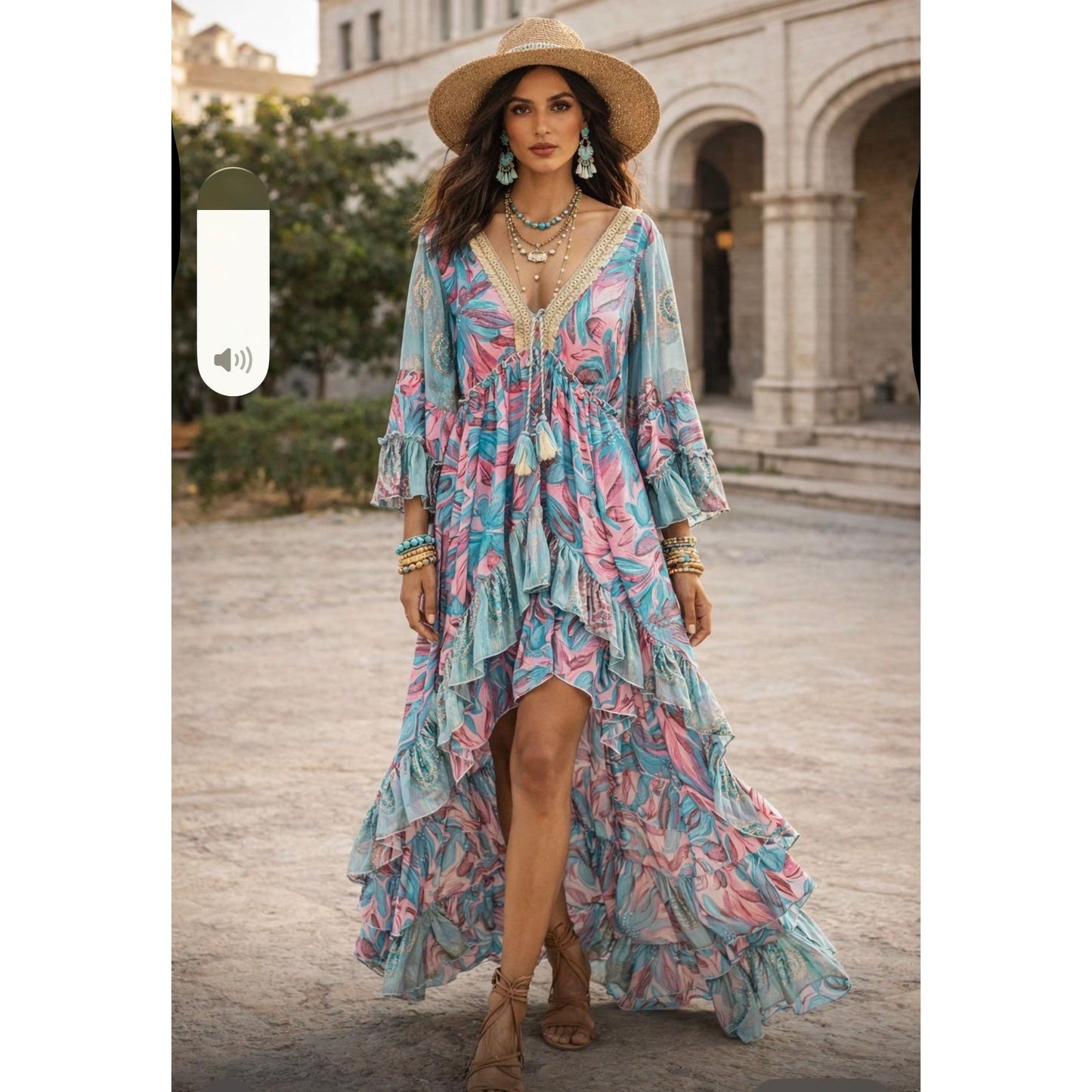 The Boho Santorini High/Low Dress
