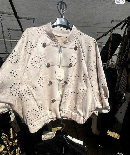 Suedette Broderie Bomber Jacket – £45