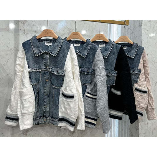 Denim Knit Contrast Jacket