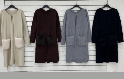 Natasha Cardigan – Faux Fur Pocket Detail