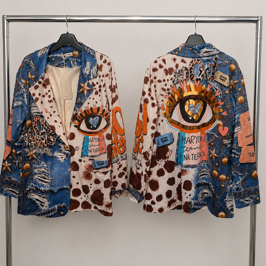 Abstract Eye Print Blazer Jacket