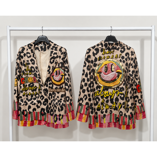 Leopard Smiley Blazer Jacket