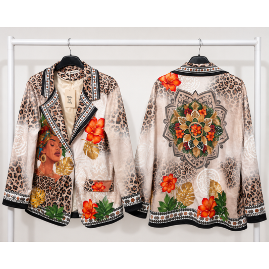 Boho Portrait Print Blazer