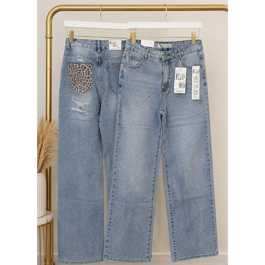 Sparkle Pocket Wide Leg Stretch Jeans
