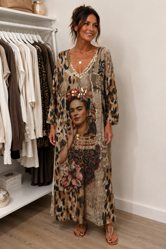 Leopard Frida Shimmer Maxi Dress