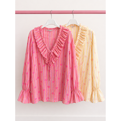 Heart Frill Cheesecloth Shirt