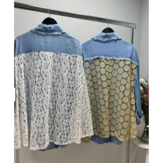 Lace & Honeycomb Denim Shirt