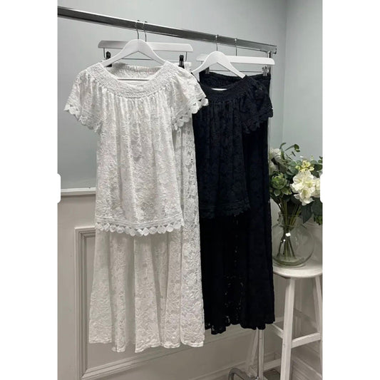 Luxury Lace Off-The-Shoulder Trouser Suit