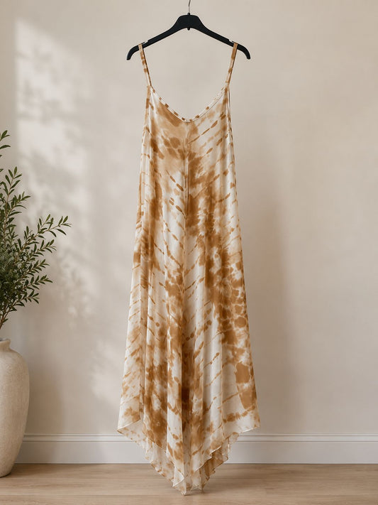 Tie-Dye Strappy Hanky Hem Dress