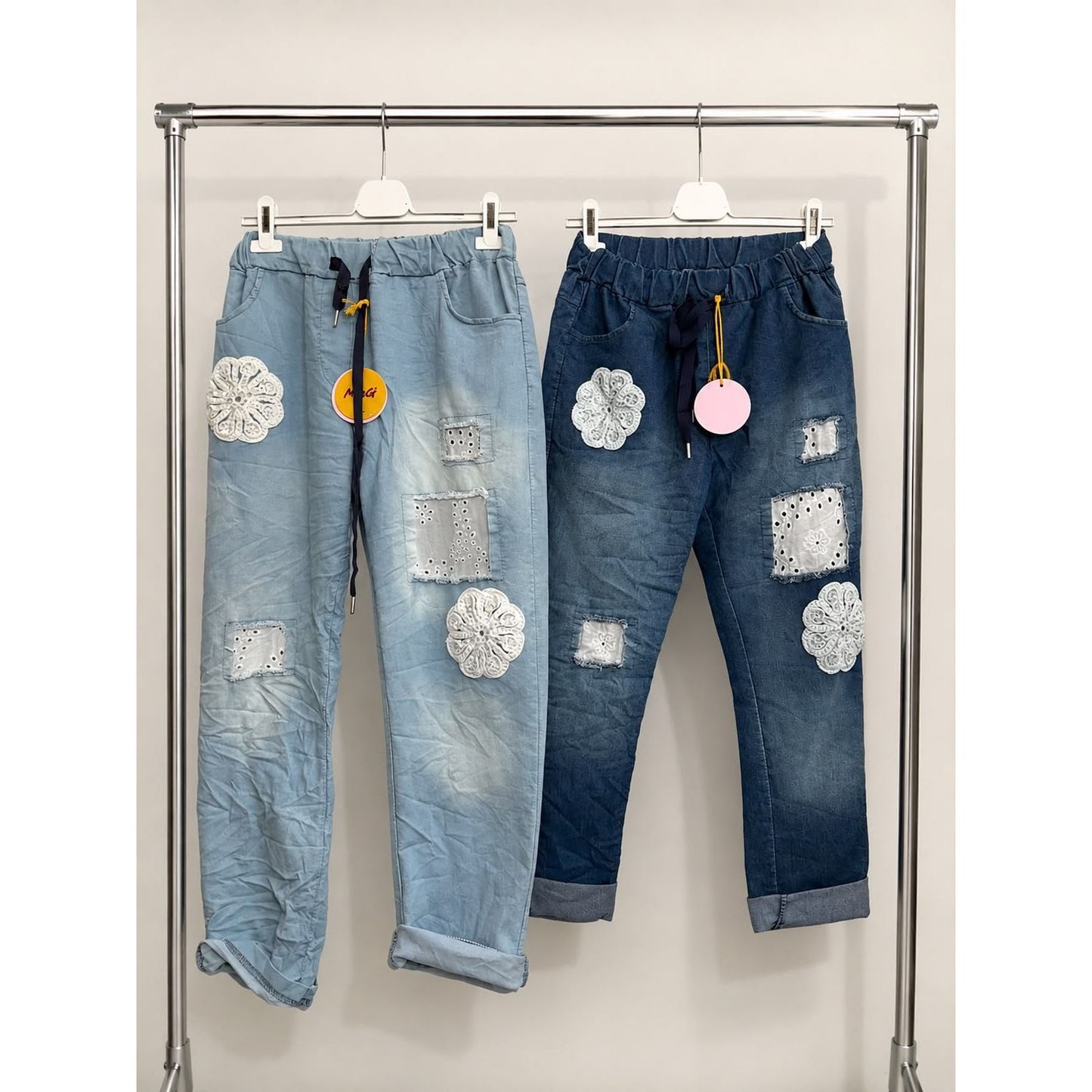 Crochet Detail Denim Magic Trousers - £35