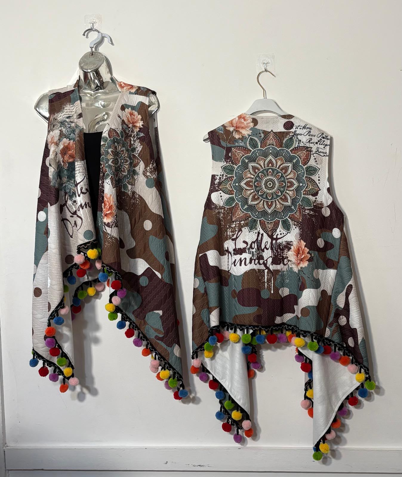 Mandala Pom-Pom Waterfall Waistcoat