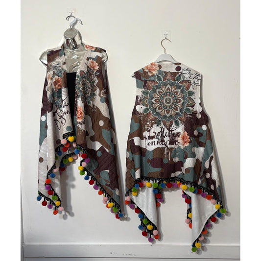 Mandala Pom-Pom Waterfall Waistcoat