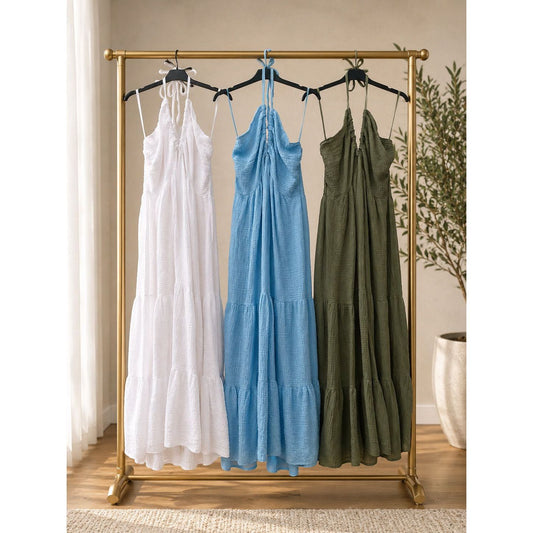 Cheesecloth Halter Neck Maxi Dress – £25